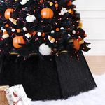 B-COOL Christmas Tree Collar 25 Inch Black Fax Fur Tree Collar Christmas Tree Basket Base Bottom Cover for Xmas Holiday Home Artificial Trees Decoration