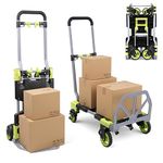 Crystals Folding Sack Truck & Platform Trolley 2-in-1 – Heavy Duty Aluminium Hand Truck Dolly with 120kg Load Capacity – Convertible Folding Sack Barrow for Warehouse, Office, Garden & Home Use