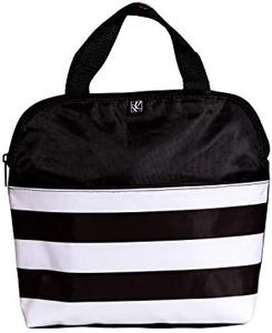 J.L. Childress MaxiCOOL Breastmilk Cooler - Baby Bottle Bag & Food Bag - Ice Pack Included - Insulated & Leak Proof Bottle Bag - Breastmilk Cooler Bag for Travel - Black/White Stripe