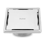 Ruhe® Diamond Exclusive Square Floor Drain | 304-Grade Stainless Steel Drain Jali | 5 x 5 inches | Floor Drainer with Collar and Cockroach Trap/Jali