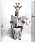 Funny Giraffe Sitting on Toilet Rea