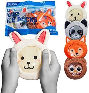 ICEWRAPS 4” Round Reusable Bead Gel Packs with Soft Cloth Cover - Hot Cold Boo Boo Pack for Kids Injuries - First Aid and Pain Relief - 4 Pack