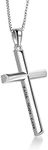 Sterling Silver Cross Necklace Religious Engraved Faith Hope Love Cross Pendant Necklace Jewelry for Women Girls Unisex (Silver sideway faith hop love cross necklace) (Silver cross necklace)