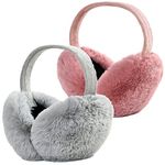 2 Pieces Winter Ear Muffs Women Unisex Faux Fur Fluffy Earmuffs Foldable Cute Furry Warm Ear Warmer Soft Ear Covers Outdoor for Women Men