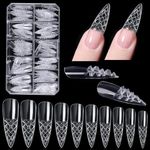 Vekol Gel Nails 120PCS Stiletto Gel Nail Tips, Colored Glaze False Nails Tips for Manicure Extension, Gel Nail Mold Kit, Acrylic False Press on Nail Tips, for Nail Art Design Salon