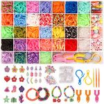 UUEMB 2500+ Loom Bands Kit, 30 Colors Loom Bands for DIY Refill Bracelet Making Craft Kits, Loom Twist Bands with More Accessories in 40 Grids Case for Party, X-mas Birthday Present for Kids