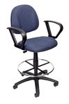 Boss Office Products Boss Office Drafting Stool (B315-Be) W/Footring and Loop Arms, Metal, Blue, Mid-Back