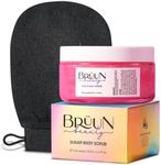 BRÜUN Body Scrub Cream- A 6.7 Fl oz. Scented Natural Body Exfoliating Scrub with vitamin E for Skin care- Pure Fluffy and Gentle Sugar Scrub for Women, Men and Girls