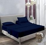 Top Split Queen Sheet Sets for Sleep Number Bed Sheets 100% Cotton 800 Thread Count for Adjustable beds Half Split Queen Size 34" Split Head 12 Inch Deep Pocket (Navy Blue)