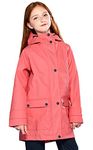 SOLOCOTE Kids Rain Jacket Hooded Lined Rubber RainCoats for Girls Boys Waterproof Windproof, 180806 Coral Red 7-8Y