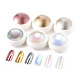 BISHENGYF 6Pcs Chrome Nail Powder: Super Mirror Nail Glitter, Metallic Holo Nail Chrome Powder for Gel Polish Aurora Iridescent Pearlescent Gold Chrome Powder for Nail Art Salon DIY Design Decoration