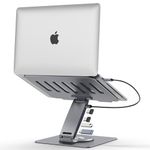 Laptop Docking Station Stand for MacBook Pro/Air/Dell/HP/Surface/Lenovo HC 360°Swivel Laptop Stand with USB Hub Adjustable Laptop Riser for desk Universal USB C Hub 3xUSB-A 3.0 USB-C 3.0 Laptop Holder