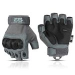 Glove Station The Fingerless Tactical Rubber Knuckle Gloves for Men Outdoor Sports Training Motorcycling, Gray, Medium