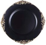 Tiger Chef Antique Charger Plates - Black Plate Chargers for Dinner Plates - Set of 6 Dinner Chargers (6, Antique Black)