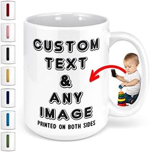 Custom Photo Coffee Mugs, 11 Oz or 15 oz, Personalized Mugs with Picture, Text, Name - Photo GIfts, Custom Mugs with Pictures, Taza Personalizadas