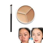 DDLY Tri-color Concealer Palette of Covers Acne Marks Dark Circles, Tattoo Cover Up Makeup Waterproof, Concealer Full Coverage, Waterproof Palette Makeup with Concealer Brush (1PCS)