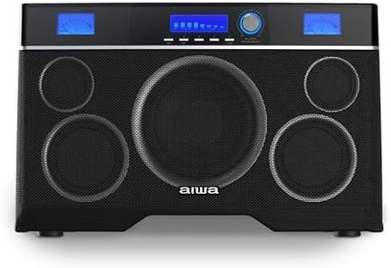 Aiwa Exos-10 Portable Bluetooth Speaker, 200W RMS Power, 6.5” Subwoofer, Deep Bass, Party Sync, Backlit Display, FM/BT/USB/AUX, Remote Control, Carry Strap, Bluetooth V5.0