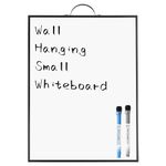 ANLIOTE Small Hanging Whiteboard for Wall, 40 x 30 cm Portable Dry Erase Board A3 Magnetic Surface with Handle, Aluminum Black Frame Mini Notice Board for Home Kitchen, Office, School, 2 Marker Pens