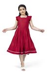 Fashion Dream Girls Knee-Length Fit And Flare Dress (GF0067_24_Maroon_5 Years-6 Years)