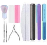 TONOKAILS Nail File Set Kit, 14 Pcs Nail Care Tool Buffer Block Sponge Polished, Cuticle Nipper and Pusher for Dead Skin Nail Brush Nail Tools Nail Trimming Manicure Tools