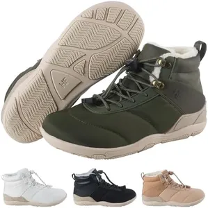Hike Footwear New HF Azura - Ergonomic Supportive Winter Barefoot Boots,Wide Toe Box, Minimalist Zero Drop Sole, Splash Proof and Breathable Upper Material Unisex Green