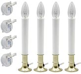 Creative Hobbies Window Candles Kit - Electric Candle Lamp with On/Off Switch, 7W Bulb, and Suction Cup Holder in Each Box | 4 Pack