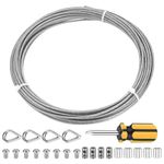 10m Stainless Steel Wire Cable Kit, Wire Rope 2mm, Stainless Steel Garden Wire Rope Cable, 7x7 Strand Core Metal Cable Wire Rope for Picture Hanging Wire Fence Wire Clotheslines Lights Hanging