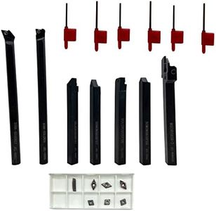 8mm Lathe Turning Insert Tool, 5/16"-8mm Shank Indexable 45HRC Lathe Boring Bar Turning Tool Holder Set With Carbide Inserts For Semi-finishing and Finishing-21pcs (5/16"-21PCS)