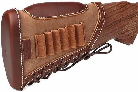 TOURBON Canvas Leather Recoil Reducing Pad Stock Extension Cover Buttstock Cheek Rest with Rifle Shell Holder