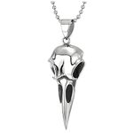 COOLSTEELANDBEYOND Stainless Steel Mens Womens Eagle Bird Skull Pendant Necklace with 30 Inches Ball Chain, Polished(CA)