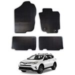 Rubber Car Mats Compatible with Toyota Rav4 (2013-2019) Tailored Fit Rubber Floor Mats Set Accessory Black Custom Fit 4 Pieces with Clips - Anti-Slip Backing, Heavy Duty & Waterproof