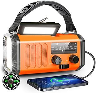 BIAOQINBO 10000mAh Radio de Manivela, Am/FM Radio Portátil de Emergencia con Cargador de Teléfono Móvil de Radio Solar con Linterna Lámpara de Lectura SOS Alarma Brújula para Acampar, Ourdoor