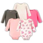 TuddyBuddy Baby Girls 100% Cotton Multi Color Full Sleeves Romper Combo/Bodysuit Set (Pack of 5 - Long Sleeves Assorted Bodysuits, 12-18 Months / 1.5 Years)