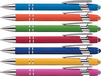 Rubberized Soft Touch | Burst of Color | Ballpoint Pen with Stylus Tip a stylish, premium metal pen, black ink, medium point (Assorted, 7)