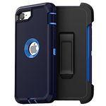 AICase for iPhone SE Case 3rd & 2nd Generation with Belt-Clip Holster, for iPhone SE 2022/2020 Case Built-in Screen Protector Heavy Duty Protective Full Body Rugged Phone Cover, Admiral Blue