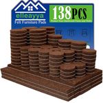 Super Strong Adhesive Felt Pads for Furniture(138PCS Round and Rectangle,6 Sizes Brown)