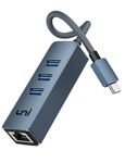 USB-C to Ethernet Adapter, uni USB-C Hub with RJ45 Gigabit, [Thunderbolt 4/3 Compatible] USB-C to Network Adapter Multiport for MacBook Pro/Air, iPad Pro, Surface Laptops, Chromebook - Midnight Blue