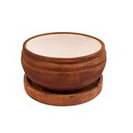 Lasaki Bowl Ceramic Pots with Wooden Plate Tray for Indoor and Outdoor Plants,Planters,Flower pots,Balcony,Home,Garden,Office Decor,Succulent Pot(Antique, Plate: Wooden) wp5(Plants not Included)