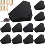 Qualirey 12 Pcs Mice Station with Key Mouse Bait Station Reusable Mice Trap Bait Box, Keeps Children and Pets Safe Indoor & Outdoor, Bait Not Included, Suitable for Small Mice (Black)