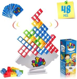 HPQ 48 Pcs Tetra Tower Games Balance Stacking Team Building Blocks Board Game for Kids & Adult 2 Players Stack Attack Board Games for Team, Family and Parties