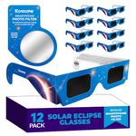 Solar Eclipse Glasses Approved 2024, (12 Pack) CE and ISO Certified Solar Eclipse Observation Glasses, Safe Shades for Direct Sun Viewing, Bonus Smartphone Photo Filter Lens, Blue Stars Design