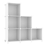 AWTATOS Cube Storage Organizer, Storage Cubes Shelves Bookshelf, 6 Cube Closet Organizers and Storage, DIY Stackable Plastic Clothes Organizer Shelving for Bedroom, Home Office, White