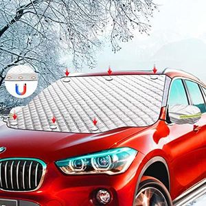 Ezlife Couverture Pare-Brise Voiture, Bache Pare Brise Protection Magnétique Couverture Repliable, Universelle pour Bache Voiture Anti Givre et Neige, UV, Soleil, Poussière, Pluie - 189 x 116cm