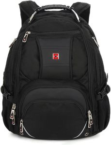 SWISSWIN Swiss Waterproof Business Backpack Travel Backpack College School Backpack Casual Daypack Daily Shoulder Bag SW9371 Black 17 inch Laptop Notebook Backpack for Men Womens Boys Girls…