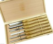 6pc HSS Wood Turning Chisels Lathe Set Beech Brass Handle Skew Round Spear Gouge