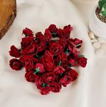 SATYAM KRAFT 50 Pcs Small Beautiful Artificial Flowers Roses for Decorating Purposes and DIY, Crafting, Home Decor, Festival, Pooja Room, Anniversary Decoration (Magenta)