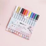 Craftncreation Nail Art Marker Pen Set for Nail Art, Dot Art, Nail Paint, Nail Polish & Diy Art Set | Nail Art Pen for Fashion, Marriage, Party & Occasion (12 Color Pen, 0.5 Mm)