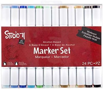 Darice Studio 71 Lot de 24 marqueurs à base d'alcool double pointe Encre Assortiment 17,78 x 2,54 x 13,97 cm