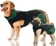 Dog Soft Shell Fleece Jacket,Windproof and Slightly Waterproof Snowsuit for Outdoor.Keep Warm Small &Medium &Large Dogs, Outer material: green & black Inner black, Small/30-40CM Back Length