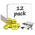 Ohuhu Dry Erase White Board, Double Sided 12-Pack 9 x 12 Inch Small Classroom Whiteboards Set, Including 12 x Lap Boards, 12 x Black Markers, 12 x White Board Erasers, Individual Mini Dry Erase Boards